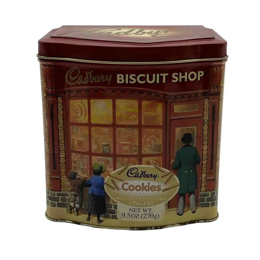 Vintage Cadbury Biscuit Shop Cookie Tin Square Empty Made England British Tin